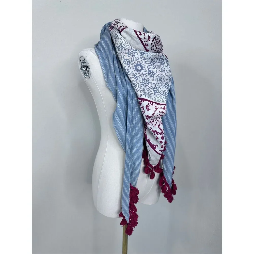 Anthropologie IDEA Plus Sonira Tassel Scarf Wrap Shawl Cotton Silk NWT $198